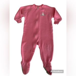VTG Carter's Sleeper Girls Size 2T Pink Pajamas Fleece One Piece Footed Full Zip